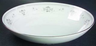 Nitto Cotillion Coupe Soup Bowl, Fine China Dinnerware   White Flowers, Gray Lea