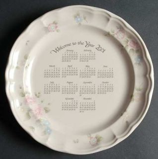 Pfaltzgraff Tea Rose Calendar Plate, Fine China Dinnerware   Stoneware,Pink Rose