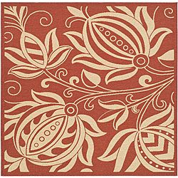 Indoor/ Outdoor Andros Red/ Natural Rug (67 Square)