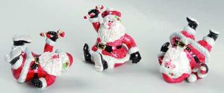 Fitz & Floyd Yultide Holiday Accessories Set of 3 Santa Figurine Tumblers, Fine