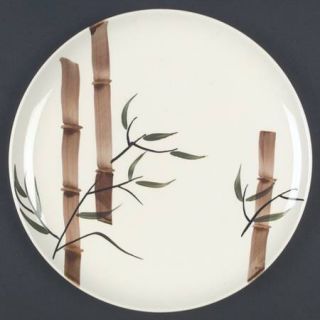 Stetson Stt22 Dinner Plate, Fine China Dinnerware   Brown Bamboo, Green Leaves