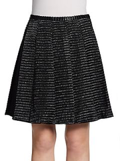 Textured Striped Skirt   Black