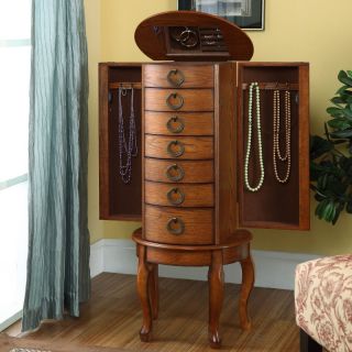 Burnished Oak Round Jewelry Armoire Multicolor   604 318