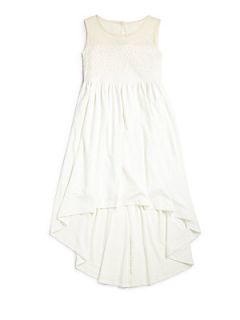 Blush by Us Angels Girls Hi Lo Lace Dress   Eggshell