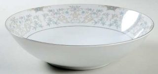 Mikasa Weston 9 Round Vegetable Bowl, Fine China Dinnerware   Blue Flowers,Gray