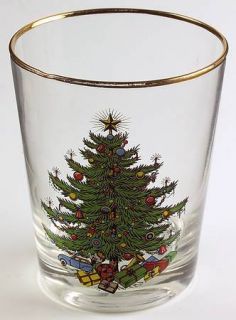 Cuthbertson Christmas Tree (Narrow Green Band,Cream) 14 Oz Glassware Double Old