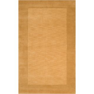 Hand crafted Gold Tone on tone Bordered Growee Wool Rug (2 X 3)
