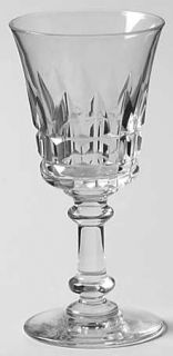 Val St Lambert Esneux Clear Cordial Glass   Cut Vertical & Horizontal Design On