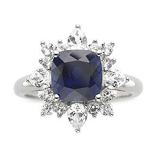 Sterling Silver Blue & White Sapphire Ring, Womens