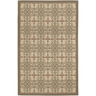 Five Seasons Delray/ Cream coral Red Area Rug (37 X 55) (CreamSecondary colors Coral Red and TanPattern FloralTip We recommend the use of a non skid pad to keep the rug in place on smooth surfaces.All rug sizes are approximate. Due to the difference of
