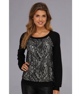 Trina Turk Eloisa Sweatshirt Womens Long Sleeve Pullover (Black)