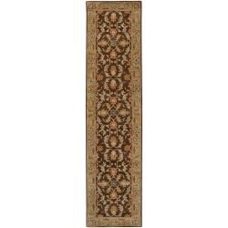 Hand tufted Traditional Vechur Chocolate Floral Border Wool Rug (26 X 8)