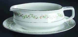 Brentwood Cottonwood Gravy Boat & Underplate (Relish), Fine China Dinnerware   W