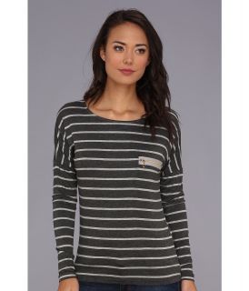 Gabriella Rocha Stripe Long Sleeve Top w/Zipper Womens Long Sleeve Pullover (Gray)