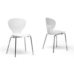Boujan White Plastic Modern Dining Chair (set Of 2)