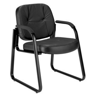 Ofm Black Leather Guest/reception Chair 503 l (BlackWeight capacity 250 poundsDimensions 32 inches high x 25 inches wide x 27 inches long )