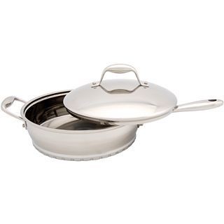 BergHOFF 3 qt. Zeno Stainless Steel Covered Deep Skillet, Silver