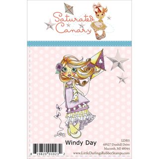 Saturated Canary Unmounted Rubber Stamp 4x2.5 windy Day