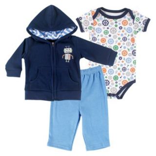 Hudson Baby Newborn Boys Hoodie, Pant and Bodysuit Set   Blue 3 6 M