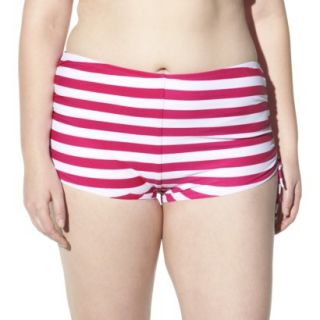 Womens Plus Size Side Tie Swim Shorts   Fire Red/White 24W