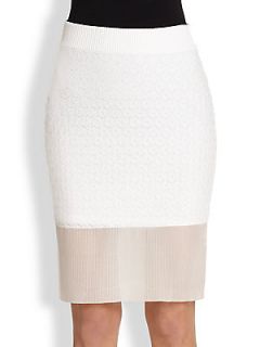 Rag & Bone Molly Sheer Hem Jacquard Knit Skirt   White