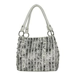 Womens Blingalicious Rhine Stone Stripe Handbag Q822 White