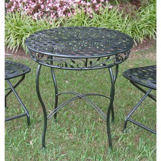 Iron Round Hammered Verdi Gris Leaves Patio Bistro Table (Verdi GrisMaterials IronFinish Hammered Verdi GrisWeather resistant YesUV protection YesDimensions 28 inches high x 28 inches wide x 28 inches deepWeight 23 pounds )