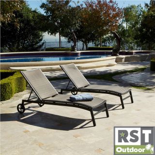 Rst Outdoor Zen Chaise Lounger Patio Furniture (set Of 2) (EspressoMaterials Cast aluminum, eco friendly recyclable, hand woven polyethylene rattan wickerWeather resistant UV protection Adjustable legs/back Wheels Dimensions 10 inches high x 24 inches w