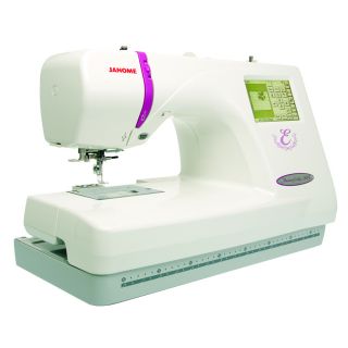 Janome Memory Craft 350e Embroidery Machine (WhiteBuilt in stitches 100 Manufacturer JanomeModel 001350EWeight 25 poundsBacklit LCD screen Auto thread cutter USB memory key compatible ATA PC card port Compatible with Janome software Embroidery speed u