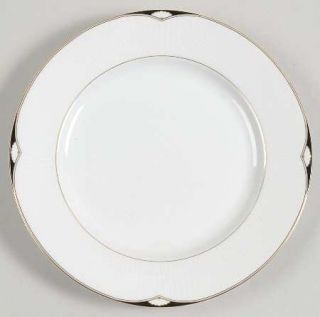 Mikasa Aegean Salad Plate, Fine China Dinnerware   White Lines,Black Accent Pane