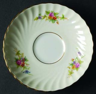 Minton Lorraine #S561 (Cream Border) Saucer, Fine China Dinnerware   Floral Ring