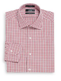 Small Plaid Cotton Shirt/Slim Fit   Red