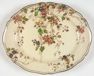 Royal Doulton Kew 13 Oval Serving Platter, Fine China Dinnerware   Red, Yellow,