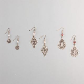 3 Pairs Filigree Leaf Earrings Gold One Size For Women 230556621