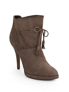Maycroft Suede Drawstring Ankle Boots   Storm Grey
