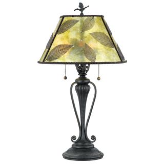 Quoizel Mica Leaf Table Lamp (ResinNumber of lights Two (2)Requires two (2) 60 watt A19 medium base bulbs (not included)Dimensions 28 inches high x 16 inches deepShade 16 inches high x 8.5 inches wideWeight 9 pounds )