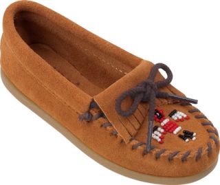 Childrens Minnetonka Thunderbird II   Brown Suede Ornamented Shoes