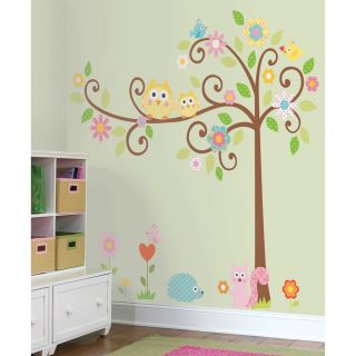 Roommates Scroll Tree Peel And Stick Megapack Wall Decal (Multi coloredDimensions 58 inches high x 64 inches wideBoy/ girl/ neutral GirlTheme TreeMaterials VinylComes with 80 wall decalsEasy to apply   just peel and stickApplies to any smooth surfaceR