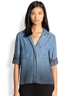 Bella Dahl Split Back Ombre Denim Shirt   Denim