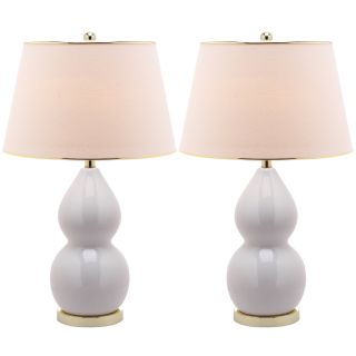 Zoey Double Gourd 1 light White Table Lamps (set Of 2)