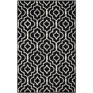Safavieh Handmade Moroccan Cambridge Trellis pattern Black/ Ivory Wool Rug (8 X 10)
