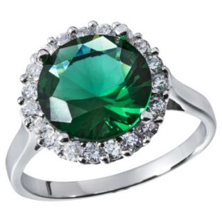 Cubic Zirconia Silver Plated Right Hand Ring   Green