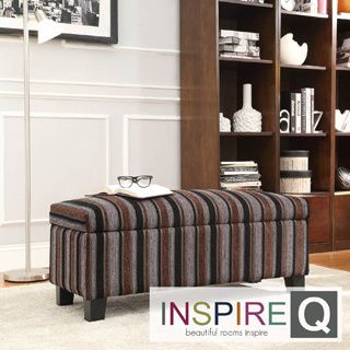 Inspire Q Kayla Coarse Stripe Style Fabric Storage Bench Ottoman