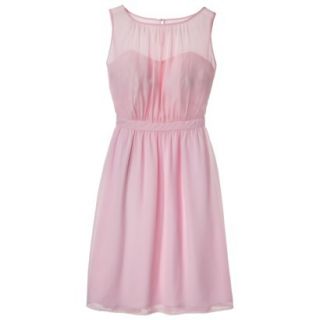 TEVOLIO Womens Chiffon Illusion Sleeveless Dress   Pink Lemonade   8