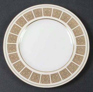 Minton Athena Ivory Salad Plate, Fine China Dinnerware   Ivory Border, Bone  Gol