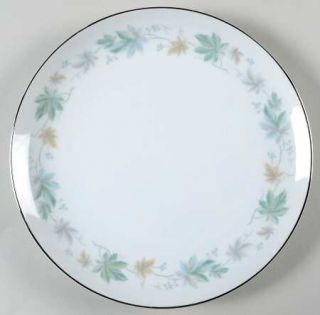 Rose (Japan) Fantasy Salad Plate, Fine China Dinnerware   Green/Yellow/Gray Leav