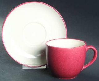 Noritake Colorwave Raspberry Flat Cup & Saucer Set, Fine China Dinnerware   Colo
