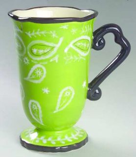 222 Fifth (PTS) Cowgirl Green Mug, Fine China Dinnerware   Green Band,Embossed,S
