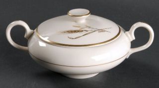 Fine Arts Golden Harvest Sugar Bowl & Lid, Fine China Dinnerware   Gold Wheat