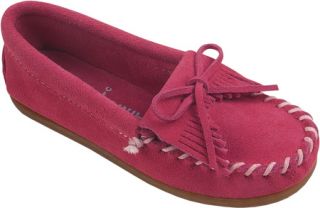 Infants/Toddlers Minnetonka Kilty Suede Moc   Hot Pink Suede Slip on Shoes
